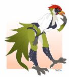  4_toes 5_fingers anthro avian beak bird breasts clothed clothing eyebrows eyelashes favet feet female fingers hi_res non-mammal_breasts smile toes 