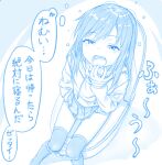  1girl asashio_(kancolle) blue_theme gotou_hisashi hood hoodie kantai_collection long_hair long_sleeves open_mouth panties panty_pull pleated_skirt sitting skirt solo thighhighs thought_bubble toilet translation_request underwear yawning 