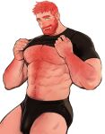  bara briefs bulge dopq hairy highres large_pectorals male male_focus male_underwear muscular pectorals twitter underwear 