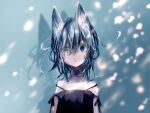  1girl animal_ear_fluff animal_ears bangs black_dress blue_eyes dress hair_between_eyes heterochromia koneko_mari medium_hair original simple_background solo 