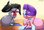  2018 absurd_res anthro aurora_(sent33) big_breasts big_butt black_sclera breasts butt clothed clothing cornchip21 duo feet female fingers hi_res huge_breasts huge_butt hyper hyper_breasts iva_(cornchip21) lagomorph little-gray-bunny lopunny mammal nintendo pok&eacute;mon pok&eacute;mon_(species) red_eyes toes topless video_games weavile yellow_eyes yoga yoga_mat 