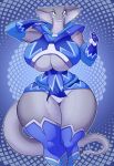  2021 5_fingers absurd_res anthro big_breasts blue_eyes breasts clothed clothing female fingers hi_res jaeh looking_at_viewer reptile scalie snake solo thick_thighs viper 