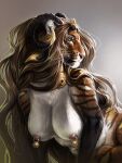  anthro breasts felid feline female fur hair hi_res horn mammal nipples nude pantherine safiru solo stripes tiger 