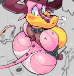  anthro big_breasts big_butt blush breasts butt clothed clothing dragon female hi_res huge_butt patty_(vimhomeless) skimpy solo vimhomeless 