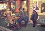  anthro beverage canid canine canis chair cigarette elie-s_den felid feline furniture group male mammal table wolf 