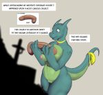  accessory anthro bluedraggy breasts collar dildo edit english_text female furgonomics genitals holding_dildo holding_object holding_sex_toy horn koopacap meena_the_kobold nipples nude pussy ribbons sex_toy simple_background solo tail_accessory tail_ribbon text wide_hips 