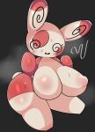  2021 anthro anthrofied areola big_breasts blush blush_lines bodily_fluids breasts digital_media_(artwork) ebi10000000000 female hi_res looking_at_viewer multicolored_body nintendo nipples pok&eacute;mon pok&eacute;mon_(species) pok&eacute;morph puffy_areola puffy_nipples simple_background solo spinda sweat thick_thighs two_tone_body video_games wide_hips 