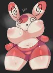  2021 anthro anthrofied areola big_breasts blush blush_lines bodily_fluids breasts digital_media_(artwork) ebi10000000000 featureless_crotch female hi_res looking_at_viewer looking_down looking_down_at_viewer multicolored_body navel nintendo nipples pok&eacute;mon pok&eacute;mon_(species) pok&eacute;morph puffy_areola puffy_nipples simple_background slightly_chubby solo spinda surprise surprised_expression sweat thick_thighs two_tone_body video_games wide_hips 