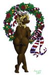  capreoline cervid christmas hi_res holidays mammal nude reindeer wreath 