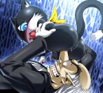  age_difference anal anal_penetration anthro atlus big_butt black_body black_fur butt domestic_cat duo fangs felid feline felis fur girly hi_res humanoid humanoid_pointy_ears igor_(persona) male male/male mammal megami_tensei megami_tensei_persona morgana_(persona) nose_penetrating_anus older_male penetration short_stack smile unknown_artist velvet_room video_games 