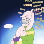  &lt;3 anthro asriel_dreemurr bodily_fluids bovid caprine clock clothing embrace female goat hi_res hug male mammal mask portal portal_mask saliva sweater text thinking_with_portals topwear toriel undertale undertale_(series) video_games watch wzzzki 