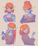  animal_humanoid blue_body blue_skin candy cigarette clothing dessert ear_fins eye_patch eyewear female fin fish fish_humanoid food humanoid juice_box lipstick lollipop makeup marine marine_humanoid pipitasout pupils shirt slit_pupils smoking solo tank_top topwear undertale_(series) undyne yellow_sclera 