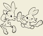  2019 anthro black_and_white female flat_chested genitals hi_res itsunknownanon lagomorph looking_at_viewer looking_back looking_back_at_viewer mammal monochrome nintendo nude one_eye_closed pok&eacute;mon pok&eacute;mon_(species) presenting presenting_pussy pussy scorbunny sketch smile solo spread_legs spreading video_games wink 