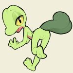  2019 anthro butt female full-length_portrait genitals green_body itsunknownanon looking_at_viewer looking_back looking_back_at_viewer nintendo nude one_leg_up pok&eacute;mon pok&eacute;mon_(species) portrait pupils pussy raised_leg rear_view scalie slit_pupils solo treecko video_games yellow_eyes 