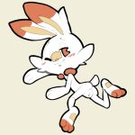  2019 anthro anus blush female full-length_portrait fur genitals hi_res itsunknownanon lagomorph looking_at_viewer looking_back looking_back_at_viewer lying mammal nintendo on_front one_eye_closed one_leg_up pok&eacute;mon pok&eacute;mon_(species) portrait pussy raised_leg scorbunny smile solo video_games white_body white_fur 