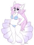  breasts canid canine clothing female fox fur hair hi_res mammal minettefraise purple_eyes purple_hair simple_background smile solo underwear white_body white_fur 