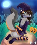 absurd_res butt canid canine clothed clothing female fox furtheist halloween hi_res holidays jeanne_(furtheist) mammal presenting presenting_hindquarters raised_clothing sitting solo 