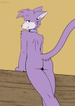  alewdandemocatto animated anthro butt collar domestic_cat felid feline felis female fur grape_jelly_(housepets!) housepets! lobogris looking_at_viewer loop mammal purple_body purple_fur solo teasing webcomic 