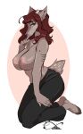  2021 anthro big_breasts blush breasts cervid clothed clothing digital_media_(artwork) female hair hi_res horn invalid_tag katfishcom looking_at_viewer mammal nipples patreon patreon_logo reward shy simple_background sketch solo 