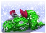  2019 absurd_res big_breasts big_butt black_nose breasts butt christmas cornchip21 eyelashes female gift_wrapped hi_res holidays huge_breasts huge_butt hyper hyper_breasts iva_(cornchip21) nintendo okioppai pok&eacute;mon pok&eacute;mon_(species) red_eyes snow snowing solo thick_thighs video_games weavile 