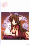  animal_ears aquarian_age brown_hair cat_ears china_dress chinese_clothes dress highres long_hair nanase_aoi scan solo 