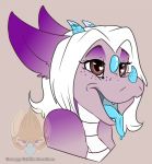  2019 anthro crystal digital_media_(artwork) dragon female grumpy_griffin_creations_(artist) hair happy hi_res horn mazzy_techna open_mouth salivating scalie simple_background smile solo tongue 