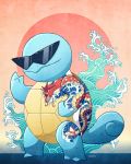  3_fingers 3_toes blue_body eyewear gyarados nintendo pok&eacute;mon pok&eacute;mon_(species) shell solo squirtle standing sunglasses tami_wicinas tattoo toes video_games wave 