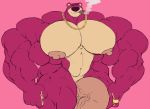  big_muscles big_penis cigar disney ear_piercing ear_ring hi_res huge_penis humanoid_penis hyper hyper_muscles living_plush looking_at_viewer lotso male muscular muscular_male nipples nude pecs penis piercing pixar remert simple_background smile solo teddy_bear toy_story 