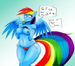  anthro blush breasts clothing dialogue equid equine female friendship_is_magic mammal my_little_pony nipples panties pterippus rainbow_dash_(mlp) underwear vale-city 