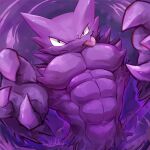  abs anthro biceps claws ghost haunter hi_res looking_at_viewer male muscular muscular_anthro muscular_male nintendo pecs pok&eacute;mon pok&eacute;mon_(species) purple_body solo spirit tongue tongue_out video_games waddledox 