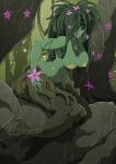  accessory breasts dryad erect_nipples exposed_breasts female flower flower_in_hair green_body hair hair_accessory hi_res humanoid nipples pink_eyes plant plant_hair pseudo_hair solo tree vale-city 