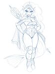  2021 adagio_dazzle_(eg) ambris anthro armor breasts cape cleavage clothed clothing equestria_girls eyebrows eyelashes female gauntlets gloves hair hands_on_hips handwear long_hair looking_at_viewer my_little_pony siren sketch solo staff 