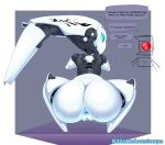  anus big_butt butt crouching delicioussoup dialogue female genitals hi_res machine not_furry pussy rear_view robot solo white_body 