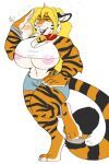  anthro bodily_fluids breasts clothing felid female hair hi_res mammal pantherine pyc-art solo sweat tiger 