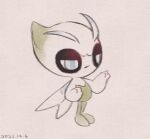  blue_eyes bright_pupils celebi closed_mouth commentary_request dated full_body leels legs_together no_humans pokemon pokemon_(creature) solo white_pupils 