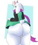  absurd_res anthro balls big_butt bovid butt caprine clothed clothing coffee_demon deltarune fur genitals goat hi_res horn male mammal ralsei scarf solo thick_thighs top_wear undertale_(series) video_games white_body white_fur 