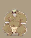  2021 anthro ashigara belly blush ginsingoo1 humanoid_hands kemono lifewonders male mammal moobs navel nipples overweight overweight_male simple_background solo sumo tokyo_afterschool_summoners ursid video_games 