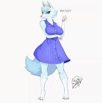  animal_crossing anthro big_breasts breasts clothed clothing female fur nintendo paws qmon27 simple_background smile solo video_games white_body white_fur whitney_(animal_crossing) 