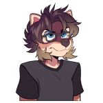  alpha_channel anthro blue_eyes brown_body brown_fur brown_hair brown_nose canid canine canis clothed clothing domestic_dog eyewear fur glasses hair male mammal roanoak shiba_inu shirt solo spitz telegram_stickers terry_(roanoak) topwear 