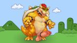  2021 accessory animal_genitalia anthro balls bowser bracelet claws cloud cock_ring collar erection finger_claws genital_slit genitals hair hi_res horn humanoid_genitalia humanoid_penis jewelry koopa laser_(artist) looking_at_viewer male mario_bros muscular muscular_anthro muscular_male nintendo nubbed_penis penis penis_accessory penis_jewelry red_eyes red_hair saggy_balls scalie slit solo spiked_bracelet spiked_collar spikes tan_body toe_claws video_games yellow_body 