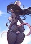  2021 anthro anus breasts butt clothed clothing digital_media_(artwork) female fishnet genitals hair hand_on_butt hi_res looking_at_viewer mammal mouse murid murine nipples nude patreon presenting pussy rear_view rodent simple_background smile solo sverhnovapony 