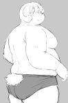  2021 anthro belly bina_(sv_grart) blush butt canid canine canis clothing domestic_dog humanoid_hands kemono male mammal moobs overweight overweight_male simple_background solo sv_grart underwear 