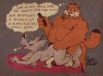  anal anthro canid canine canis cigar cuckold domestic_cat duo english_text felid feline felis from_behind_position garf_of_finland garfield_(series) garfield_the_cat hi_res male male/male mammal overweight penetration phone recording sex text wolf 