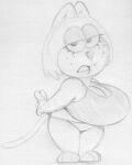  anthro big_breasts brain_(top_cat) breasts cleavage clothed clothing domestic_cat felid feline felis female fingers goth hair half-closed_eyes hanna-barbera huge_breasts inner_ear_fluff jellystone_(hbo_max) long_tail mammal monochrome narrowed_eyes open_mouth panties sbshouseofpancakes short_stack sketch standing thick_thighs top_cat_(series) traditional_media_(artwork) tuft underwear wide_hips 