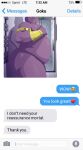  alien anthro belly butt champa dragon_ball dragon_ball_super english_text goku gold_(metal) gold_jewelry hi_res humor jewelry male male/male moobs nude overweight purple_body sexting shower_room text texting trashtoonz yellow_eyes 