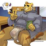  2021 accipitrid accipitriform animal_crossing anthro apollo_(animal_crossing) avian bald_eagle beak big_bulge big_muscles bird blush bulge cellphone claws clothing dialogue_box duo eagle eggplant eyebrows feathers felid food fruit fur gesture hi_res holding_object holding_phone hoodie inside jockstrap kumammoto_(artist) male male/male mammal muscular muscular_anthro muscular_male nintendo one_eye_closed pantherine phone pictographics plant sea_eagle sexting sitting smartphone smile solo_focus texting tiger topwear tuft tybalt_(animal_crossing) underwear v_sign video_games wink 