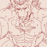  abs another_eidos_of_dragon_vein_r anthro barboros_(anothereidos_r) beard bodily_fluids dragon drooling facial_hair genitals hair horn looking_at_viewer low_res male muscular muscular_anthro muscular_male nipples nude pecs penis run_aki saliva scalie solo sweat tongue tongue_out 