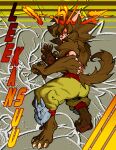  absurd_res anthro brown_body brown_fur canid canid_demon canine canis claws demon eyebrows facial_markings female fluffy fluffy_tail fur hair head_markings hellhound hi_res ink-dood lee_kan_suu mammal mane mane_hair maned_wolf markings martial_arts muscular paws raised_claws shin_guards shoulder_tuft solo spiky_fur thick_eyebrows tuft wolf yellow_eyes 