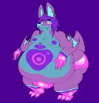  anthro bat_wings belly big_belly big_butt bulge butt chiropteran clothing dahliathefox errogh_(dahliathefox) fur hair huge_butt hyper hyper_belly hyper_butt hypnotic_eyes male mammal membrane_(anatomy) membranous_wings morbidly_obese obese overweight purple_background purple_body purple_fur purple_hair side_view simple_background solo underwear wings 