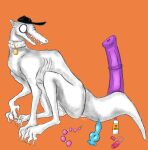  anal_beads animal_dildo animal_sex_toy bad_batter_(off) baseball_cap canine_dildo claws clothing collar digitigrade dildo equine_dildo fangs feral hat headgear headwear hi_res ibispaint lube_bottle male monster off_(game) queentexx semi-anthro sex_toy sitting slim solo tail teeth the_batter_(off) vibrator video_games visible_ribs white_body white_skin 